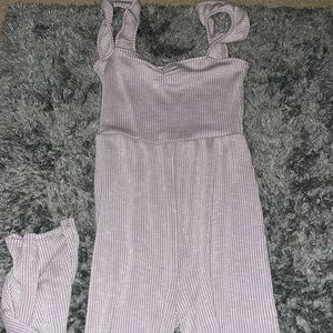 NEW LIGHT PURPLE AND WHITW STRIPED LONG LEG JUMPSUIT
